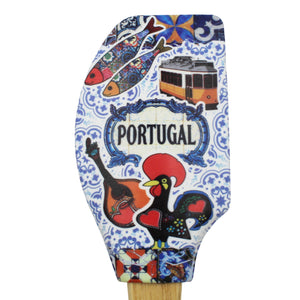 Portuguese Icons Azulejo Silicone Baking Spatula with Wooden Handle