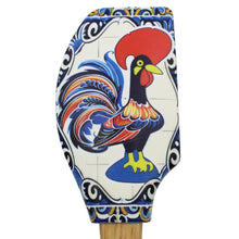 Load image into Gallery viewer, Portuguese Azulejo Silicone Baking Spatula with Rooster Design &amp; Wooden Handle
