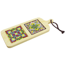 Load image into Gallery viewer, Portuguese Azulejo Style Wooden Serving Tray - Multicolor Tile Design
