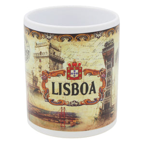 Vintage Lisbon Portugal Landmarks Ceramic Mug, 10 oz.