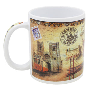 Vintage Lisbon Portugal Landmarks Ceramic Mug, 10 oz.