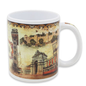 Vintage Lisbon Portugal Landmarks Ceramic Mug, 10 oz.