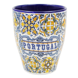 Algarve Colorful Azulejo Pattern Ceramic Mug with Integrated Spoon