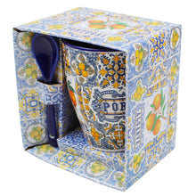 Load image into Gallery viewer, Algarve Colorful Azulejo Pattern Ceramic Mug with Integrated Spoon
