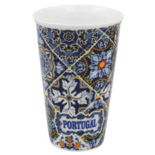 Load image into Gallery viewer, Ceramic Mug with Silicone Lid - Vibrant Portuguese Azulejo Pattern
