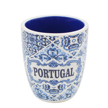 Load image into Gallery viewer, Portuguese Blue and White Azulejo Pattern Ceramic Espresso Cup with Spoon
