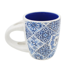 Load image into Gallery viewer, Portuguese Blue and White Azulejo Pattern Ceramic Espresso Cup with Spoon
