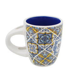 Load image into Gallery viewer, Portuguese Blue and Yellow Azulejo Pattern Ceramic Espresso Cup with Spoon
