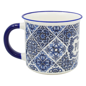 Blue Portugal Tile Azulejo Design Ceramic Coffee Mug, 14 oz.