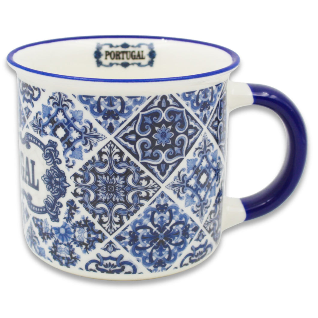 Blue Portugal Tile Azulejo Design Ceramic Coffee Mug, 14 oz.