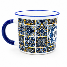 Load image into Gallery viewer, Portuguese Azulejo Ceramic Mug – Blue &amp; White Tile Pattern Coffee Cup, 12 oz
