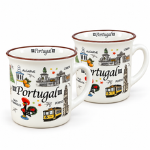 Load image into Gallery viewer, Portugal Landmarks Ceramic Mugs – Set of 2, 8 oz Each
