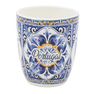 Portuguese Ceramic Espresso Cup with Spoon – Blue Swallow Azulejo Design