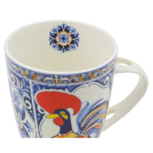 Load image into Gallery viewer, Ceramic Rooster Mug with Integrated Spoon - Traditional Portuguese Azulejo Style
