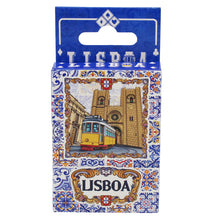 Load image into Gallery viewer, Lisboa Playing Cards with Azulejo Tile and Yellow Tram Design
