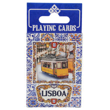 Load image into Gallery viewer, Lisboa Playing Cards with Azulejo Tile and Yellow Tram Design
