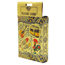 Load image into Gallery viewer, Portugal Golden Plastic Playing Cards with Decorative Azulejo Pattern Box Design
