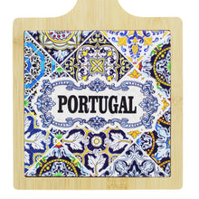 Load image into Gallery viewer, Portugal Decorative Wooden Serving Tray with Ceramic Tile Center and Handle
