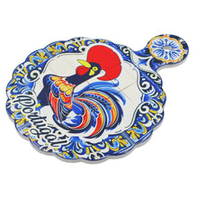 Load image into Gallery viewer, Portuguese Ceramic Decorative Serving Tray with Rooster &amp; Azulejo Design
