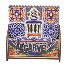 Load image into Gallery viewer, Algarve Themed Azulejo Pattern Wooden Coasters - Set of 6 with Holder
