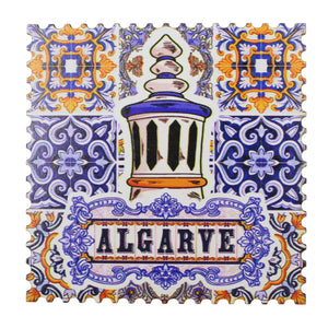 Algarve Themed Azulejo Pattern Wooden Coasters - Set of 6 with Holder