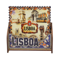 Load image into Gallery viewer, Lisboa Landmark Scenes Wooden Coasters - Set of 6 with Holder
