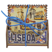 Load image into Gallery viewer, Lisboa Landmark Scenes Wooden Coasters - Set of 6 with Holder
