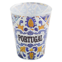 Load image into Gallery viewer, Portuguese Azulejo Shot Glass Set – Blue Yellow Tile Design, Set of 2
