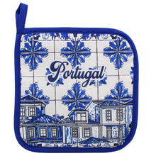 Load image into Gallery viewer, Portugal Azulejo Oven Mitt and Pot Holder Set – Blue &amp; White Tile Design
