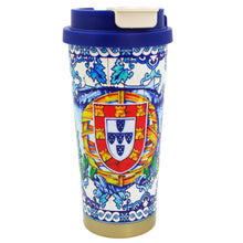 Load image into Gallery viewer, Portugal Azulejo Stainless Steel Double Wall Vacuum Bottle – 20 oz Insulated Travel Bottle with Lid &amp; Carry Loop
