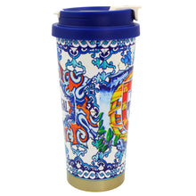 Load image into Gallery viewer, Portugal Azulejo Stainless Steel Double Wall Vacuum Bottle – 20 oz Insulated Travel Bottle with Lid &amp; Carry Loop
