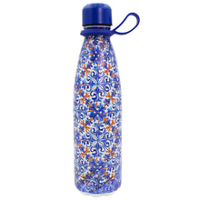 Load image into Gallery viewer, Portuguese Azulejo Stainless Steel Water Bottle – Blue Tile Pattern &amp; Carry Loop

