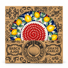 Load image into Gallery viewer, Ceramic Garlic, Ginger &amp; Tomato Grater Plate – Lemon Design, 5"
