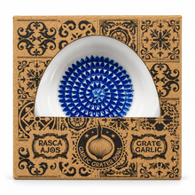Load image into Gallery viewer, Ceramic Garlic Grater &amp; Herb Stripper Bowl – Blue &amp; White Portugal Tile Design
