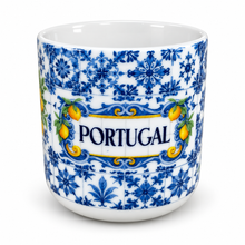 Load image into Gallery viewer, Portugal Lemon &amp; Blue Tile Small Ceramic Mugs – Set of 2, 6 oz Each
