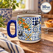 Load image into Gallery viewer, Portugal Cats &amp; Orange Blue Tile Ceramic Mug – 10 oz
