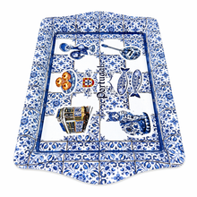 Load image into Gallery viewer, Portuguese Azulejo Metal Serving Tray with Iconic Tile &amp; Cultural Design – 10" Decorative Coffee &amp; Pastry Tray
