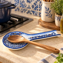 Load image into Gallery viewer, Portuguese Ceramic Spoon Rest – Blue Azulejo Design, 10"
