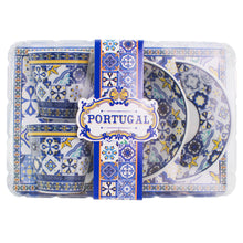 Load image into Gallery viewer, Portuguese Azulejo Espresso Cup &amp; Saucer Set - Mixed Tile Design, Set of 2 with Gift Box
