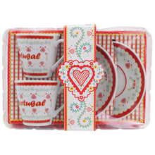 Load image into Gallery viewer, Portuguese Folk Art Espresso Cup &amp; Saucer Set – Red Heart &amp; Floral Design, Set of 2 with Gift Box
