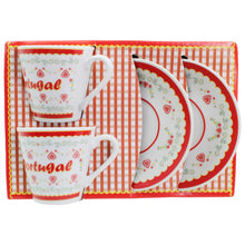 Load image into Gallery viewer, Portuguese Folk Art Espresso Cup &amp; Saucer Set – Red Heart &amp; Floral Design, Set of 2 with Gift Box
