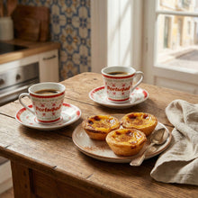 Load image into Gallery viewer, Portuguese Folk Art Espresso Cup &amp; Saucer Set – Red Heart &amp; Floral Design, Set of 2 with Gift Box
