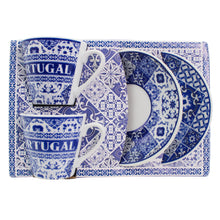 Load image into Gallery viewer, Portuguese Azulejo Espresso Cup &amp; Saucer Set - Blue &amp; White Tile Design, Set of 2 with Gift Box
