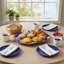 Load image into Gallery viewer, Xarazarte Geometric Blue Octagonal Platter, Hand-Painted Terracotta
