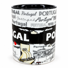 Load image into Gallery viewer, Portugal Ceramic Coffee Mug &amp; Cork-Backed Coaster Gift Set, 10 oz – Black
