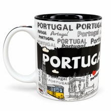 Load image into Gallery viewer, Portugal Ceramic Coffee Mug &amp; Cork-Backed Coaster Gift Set, 10 oz – Black
