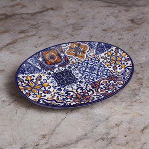 Portugal Tile Azulejo Themed 8" Oval Platter, Serving Platter