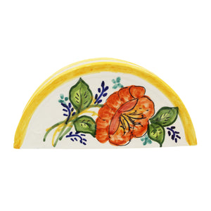 Hand-Painted Portuguese Pottery Clay Terracotta Colored Napkin Holder