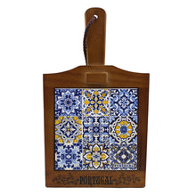 Load image into Gallery viewer, Traditional Portuguese Multicolor Ceramic Tile Wooden Cheese Cutting Board
