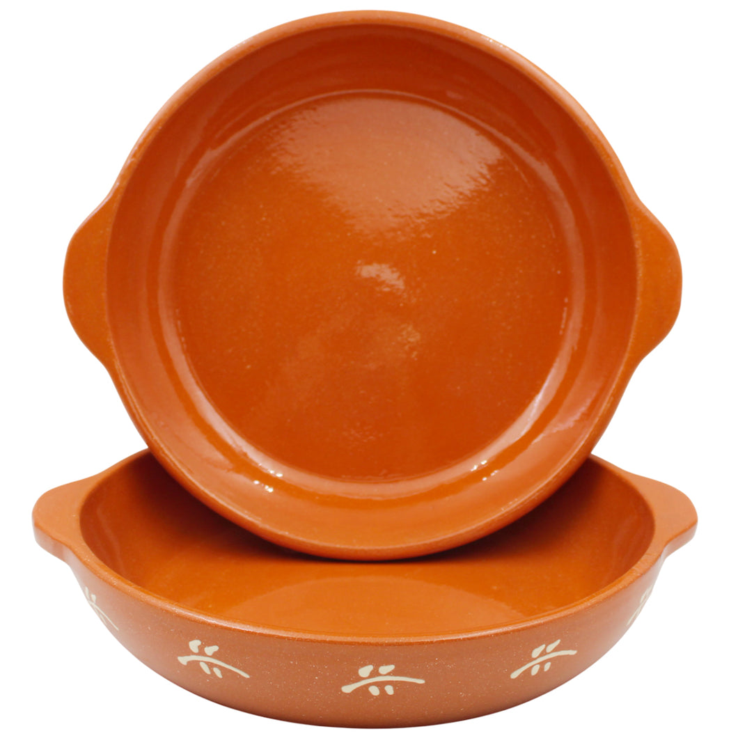 Set of 2 Portuguese Terracotta Alentejo Dishes – Traditional Hand-Painted Clay Cooking and Serving Dishes